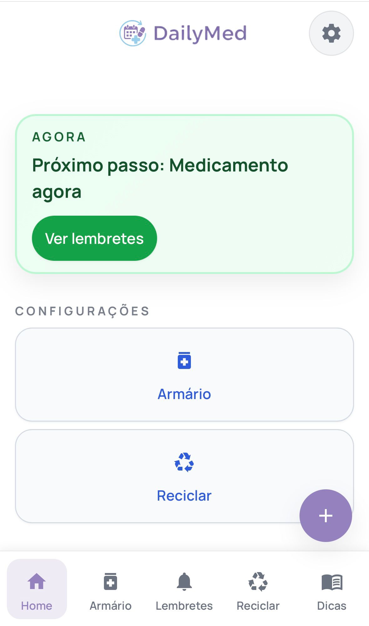 Tela de início